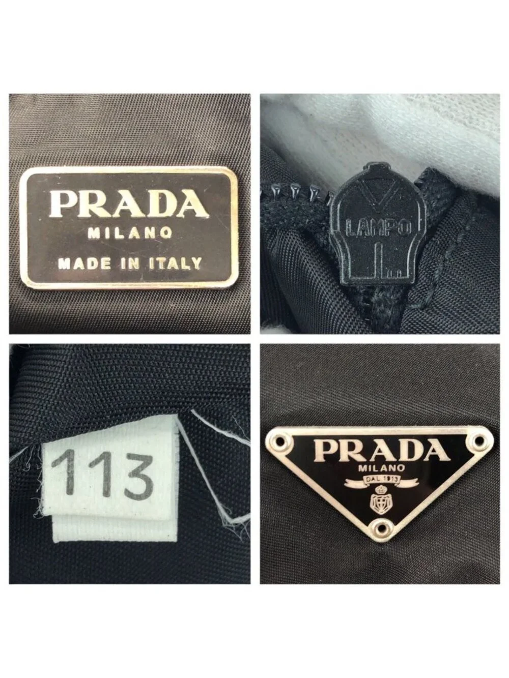 Prada Tessuto Black Silver Nylon Shoulder Bag Crossbody Pochette